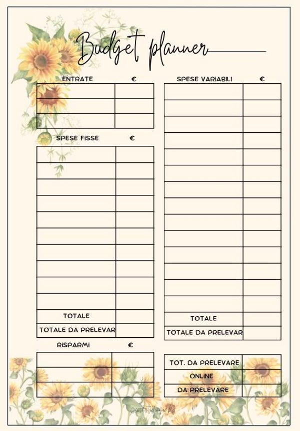 Budgetsheet girasole