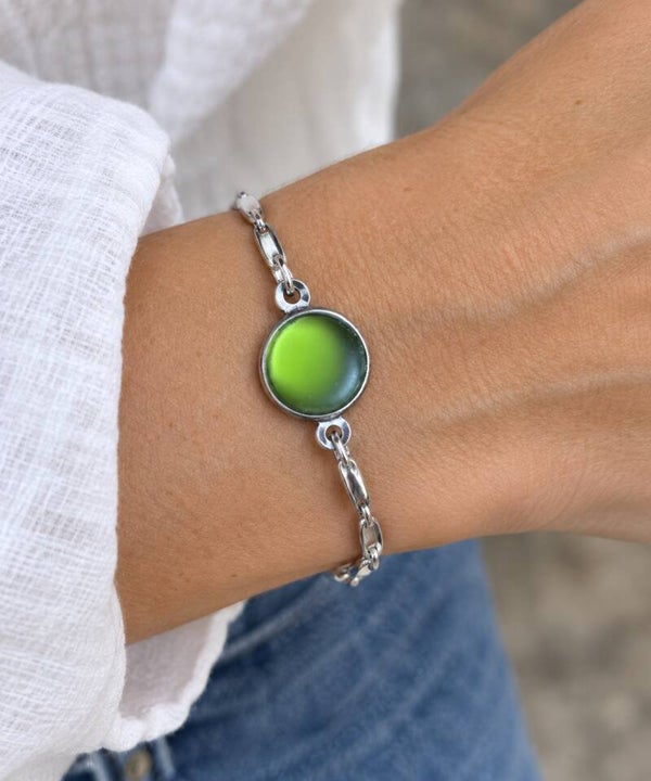 Zilveren armband met lichtgroen zeeglas (11)