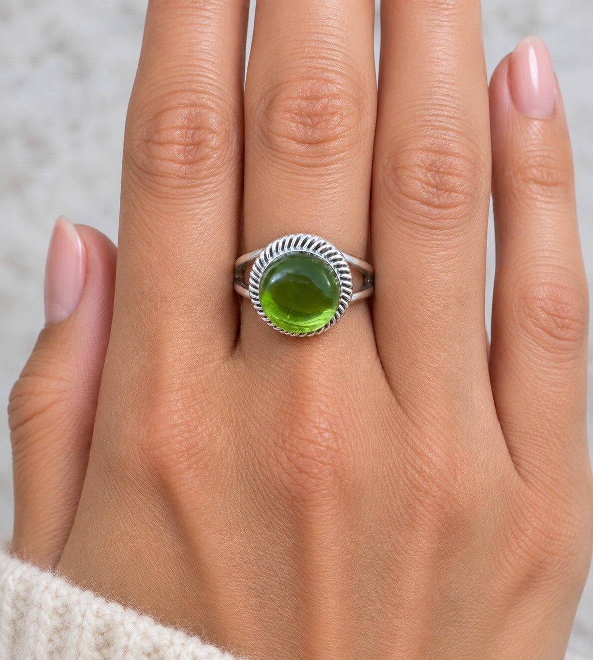 Zilveren ring met groen zeeglas (20)
