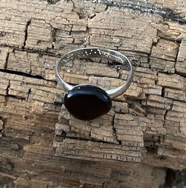 Zilveren ring met bruin zeeglas (21)