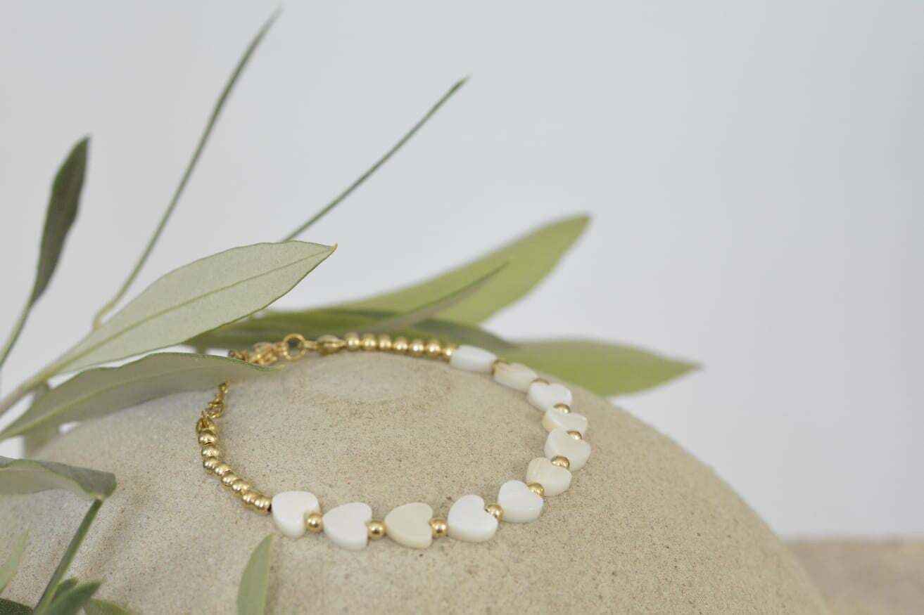 Armkette Perlmuttherzen