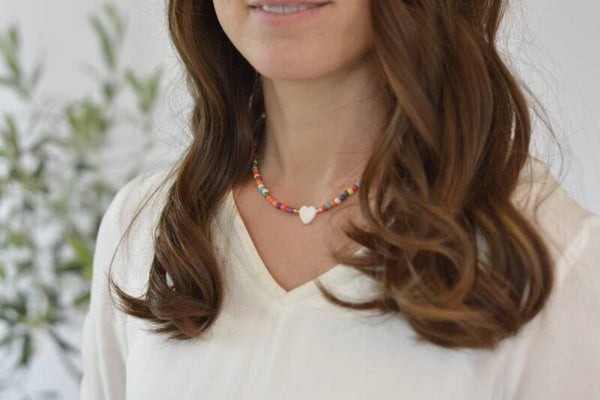 Bohemian Steinperlenkette mit Perlmuttherz