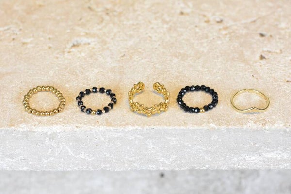 Perlenring gold/schwarz