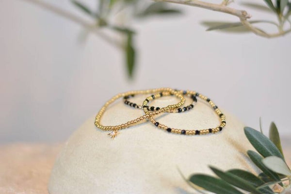 Schmuckset schwarz-gold Perlenarmbänder