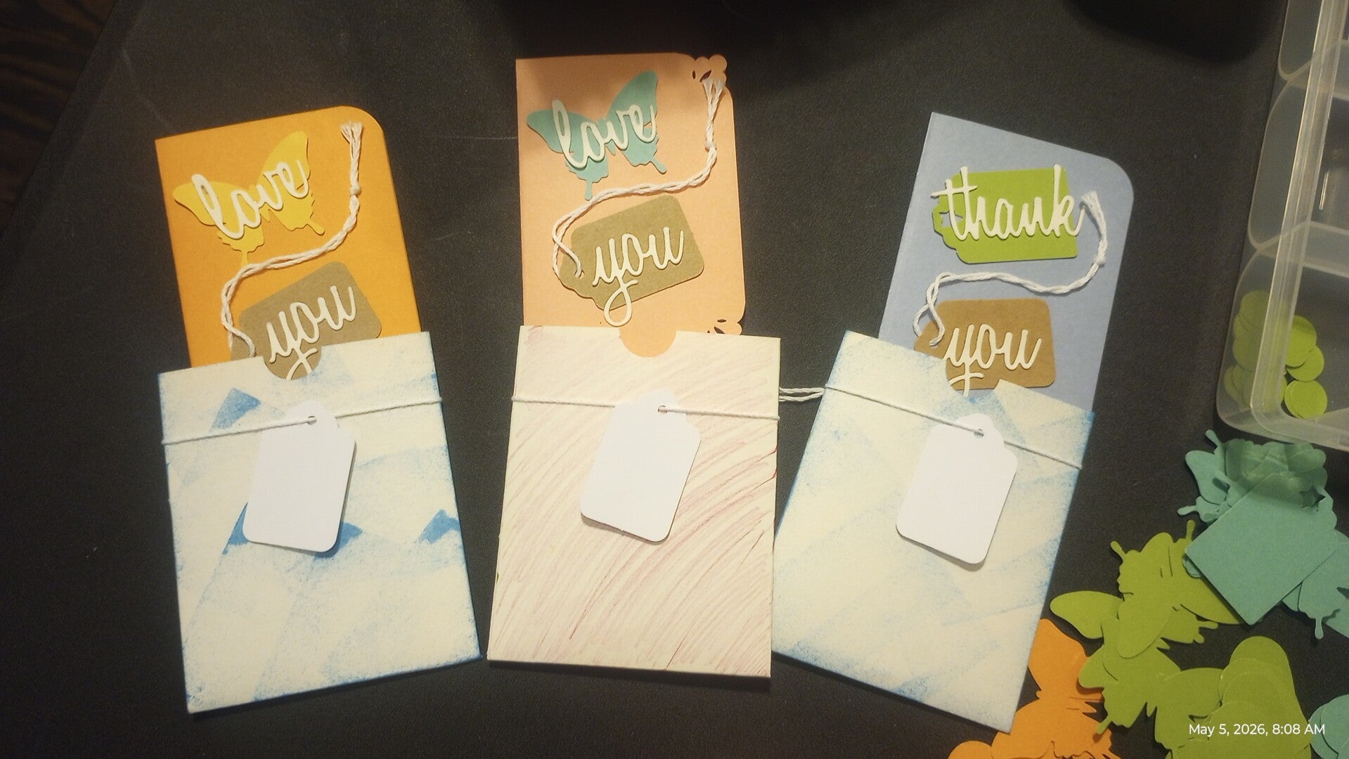 Set of 3 Mini "Thank you" and "Love You" Cards
