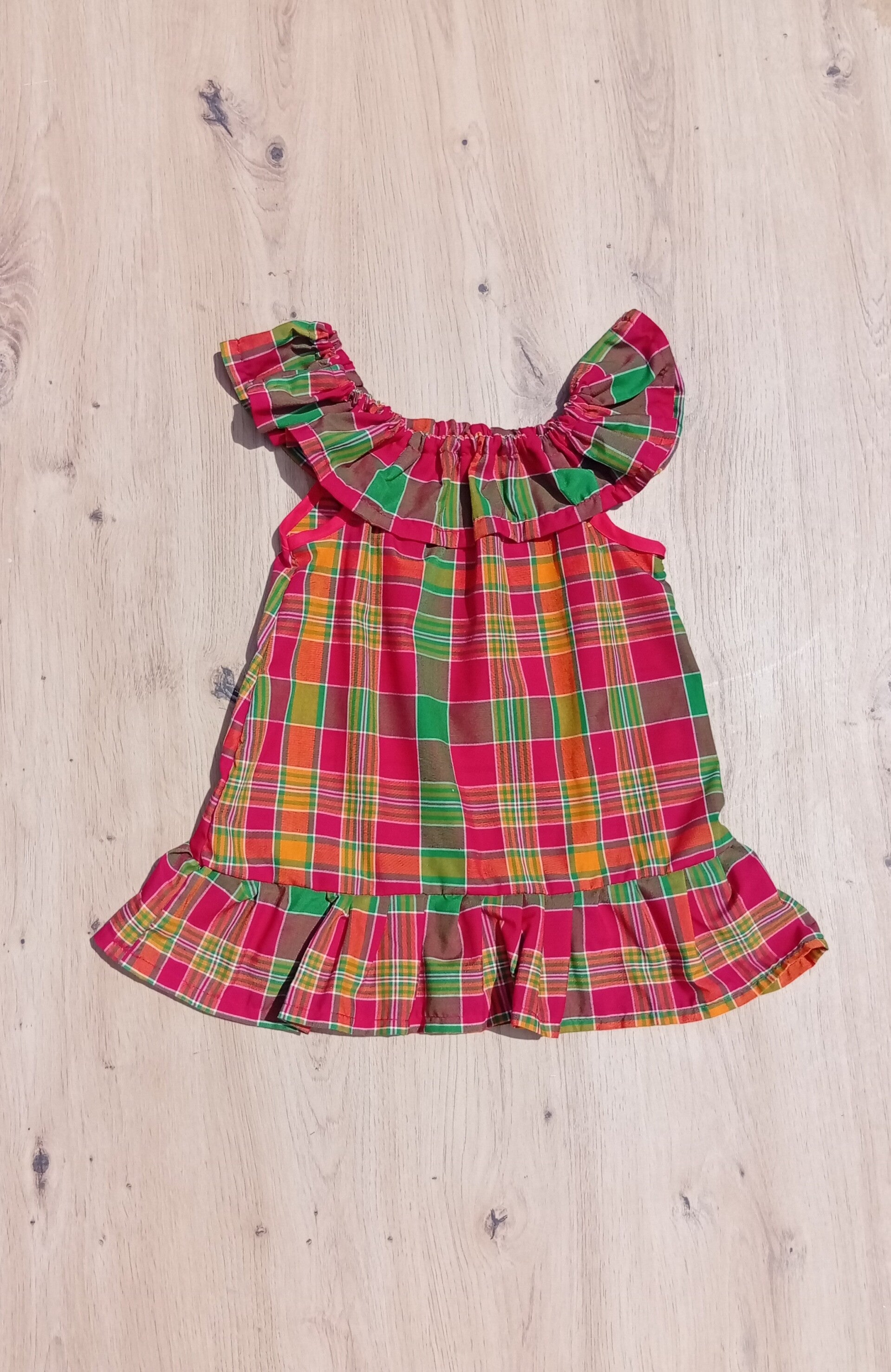 Robe bardot madras rouge