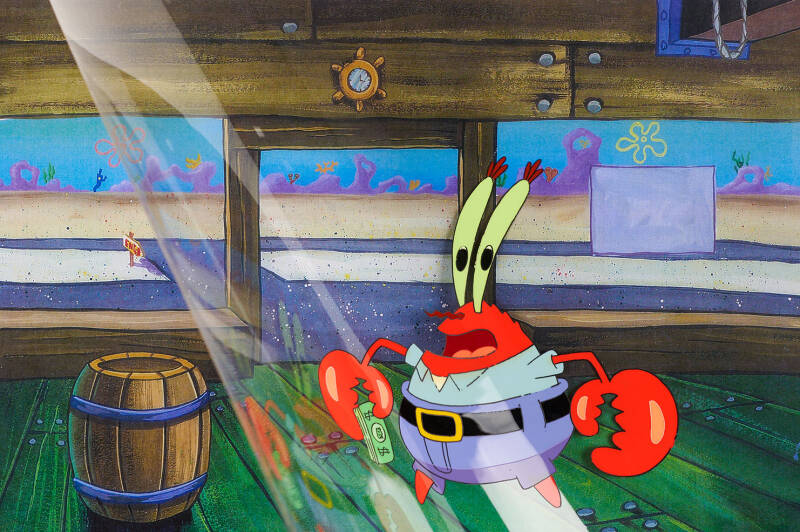 Mr. Krabs production cel from SpongeBob SquarePants