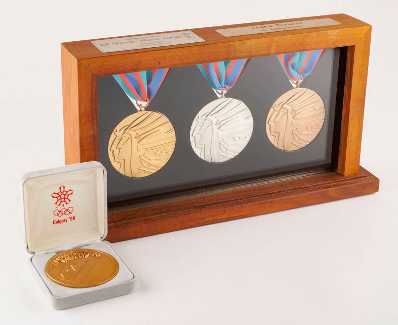 Wonderful set of sample winners’ medals from the Calgary 1988 Winter Olympics