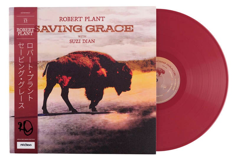 Assai Records limited edition Saving Grace album by Robert Plant with Suzi Dian, numbered 183/500, signed on the album's belly band in black felt tip by Plant