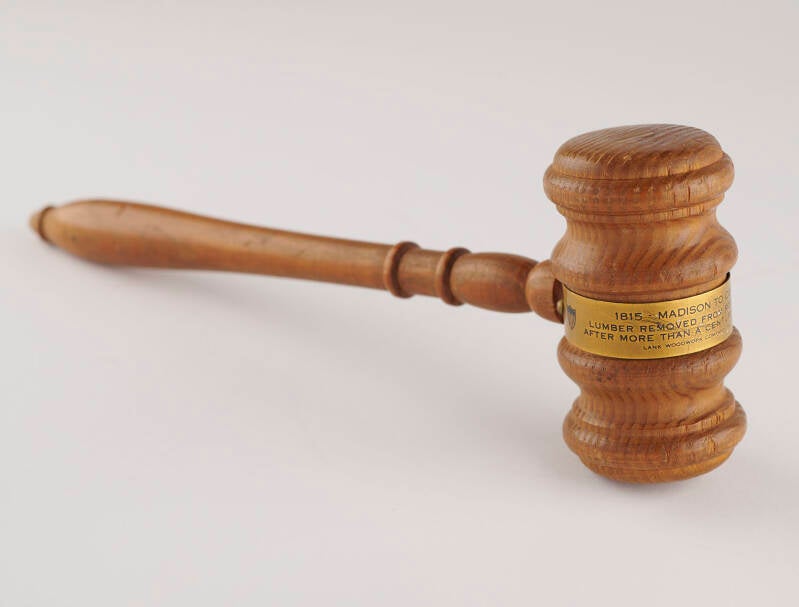 Gavel constructed of wood removed from the White House during its 1927 renovation