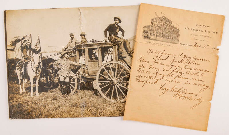 ALS signed "W. F. Cody," one page, 5.75 x 8, The New Hoffman House, Madison Square letterhead, December 5, 190[0s]