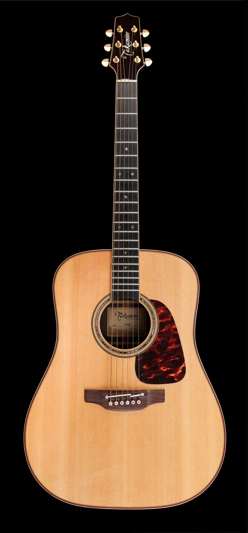 Stage-used natural-finish Takamine P7D electric-acoustic guitar from the personal collection of Alto Reed, the longtime saxophonist for Bob Seger’s Silver Bullet Band