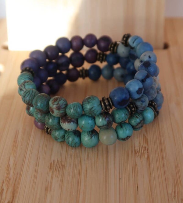 Bracelet multi rang ton bleu