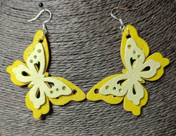 Boucles d'oreilles papillon en cuir