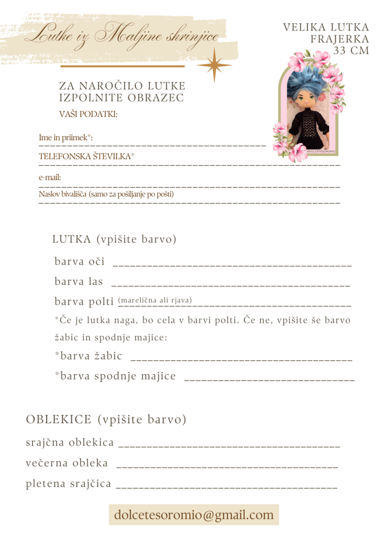 Obrazec za naročilo Lutke iz Maljine skrinjice 1