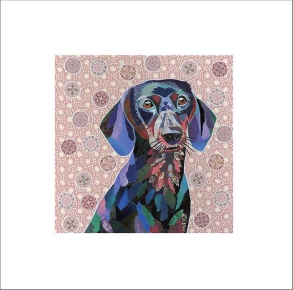 A Signed & Mounted Print of Black and Tan Dachshund