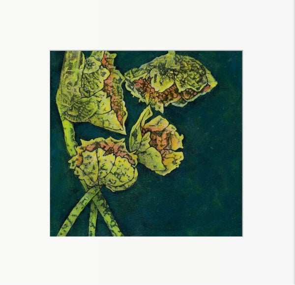 Mounted Greeting Card: Blousy Brassicas