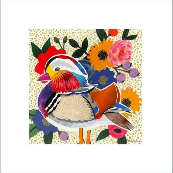 A Signed & Mounted Print of Floral Mandarin Duck