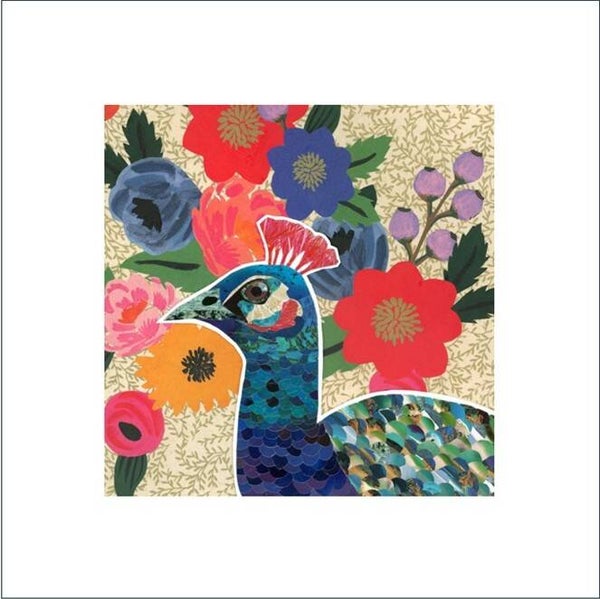 A Signed & Mounted Print of Floral Peacock