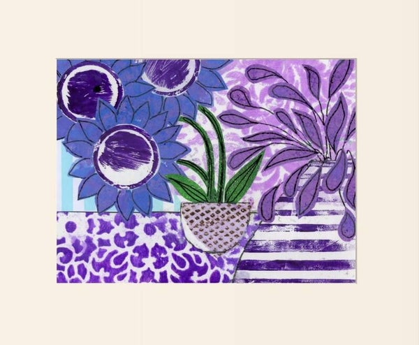 A Signed & Mounted Print of Sapphire Sunflowers