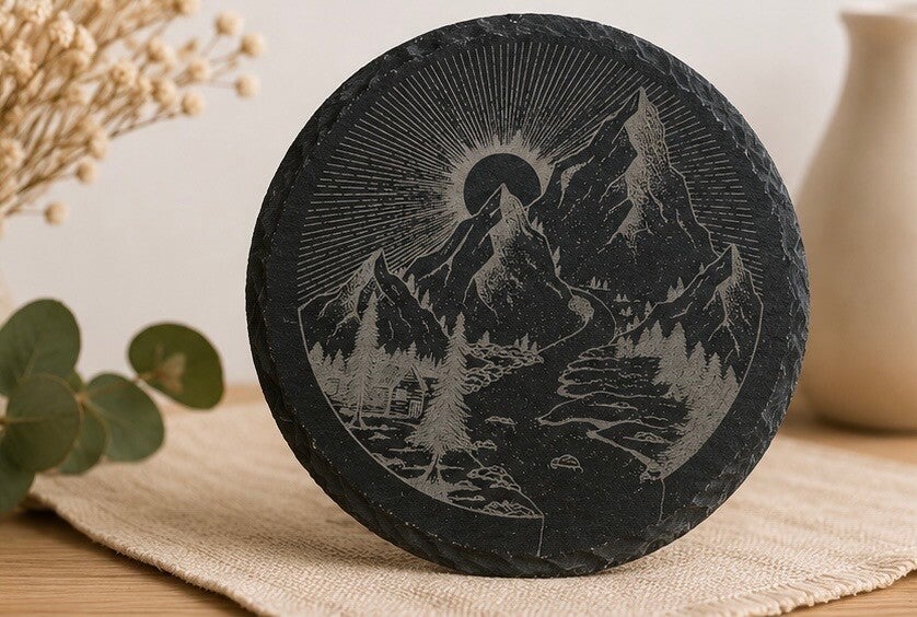Dessous de verre en ardoise - Montagne