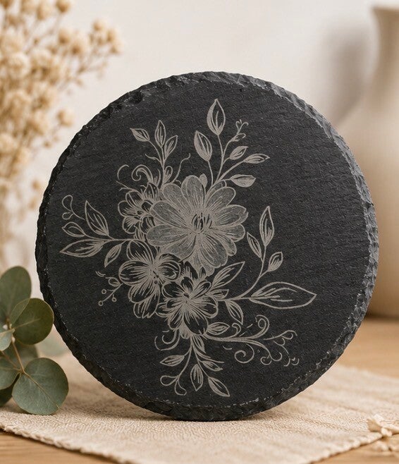 Dessous de verre en ardoise - Floral