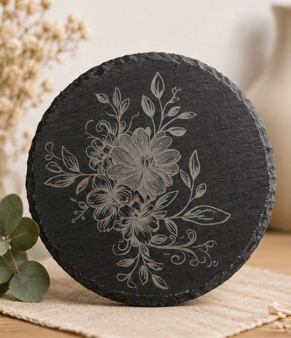 Dessous de verre en ardoise - Floral
