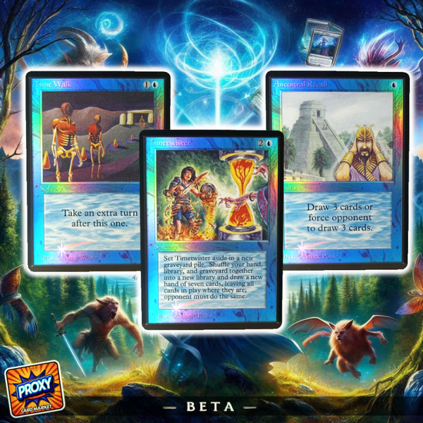 Pack Timetwister, Ancestral Recall et Time Walk Beta (S3) - Carte MTG Proxy personnalisées HQ