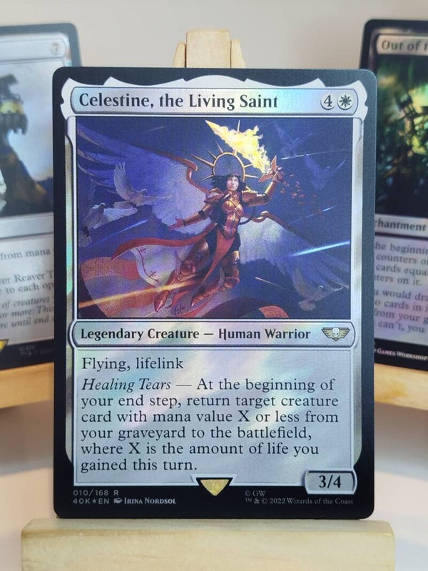 [F] Celestine, the Living Saint (Surge Foil) Warhammer 40,000 Commander - Carte MTG Proxy HQ