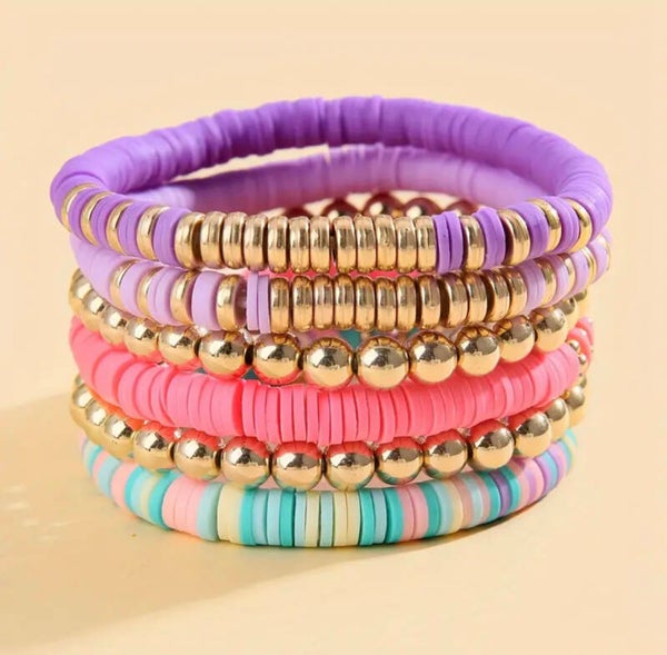 Armbanden set paars/roze