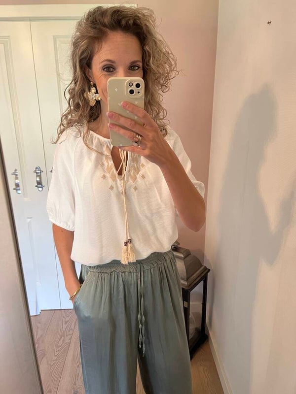 Blouse wit/beige Vera