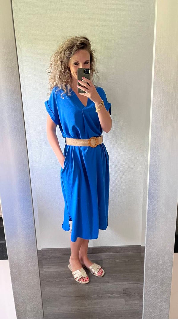 Jurk met riem kobalt