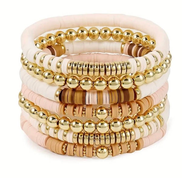 Armbanden set beige