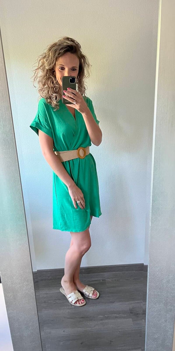 Jurk Jessica groen met riem