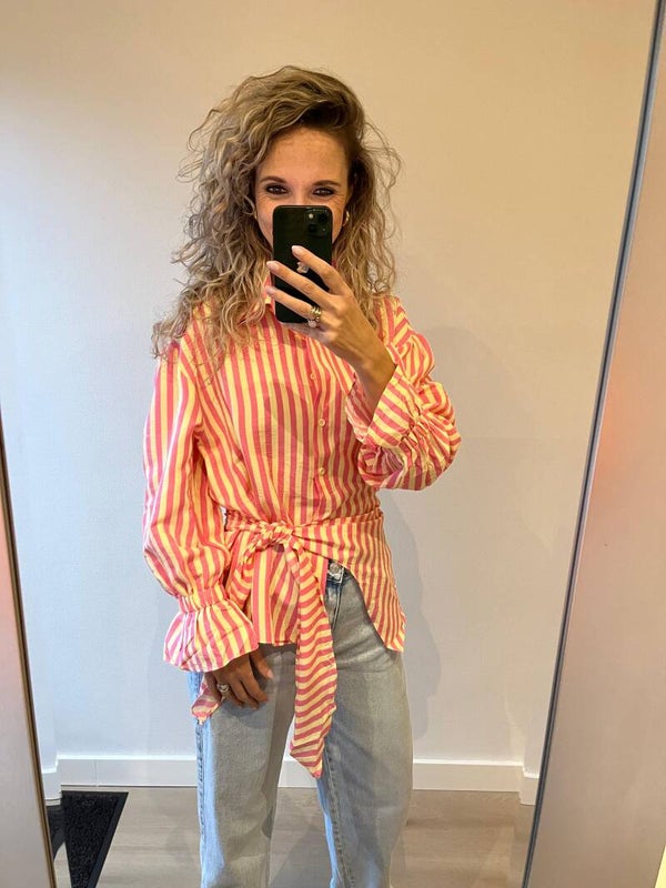 Blouse 8963 geel/roze