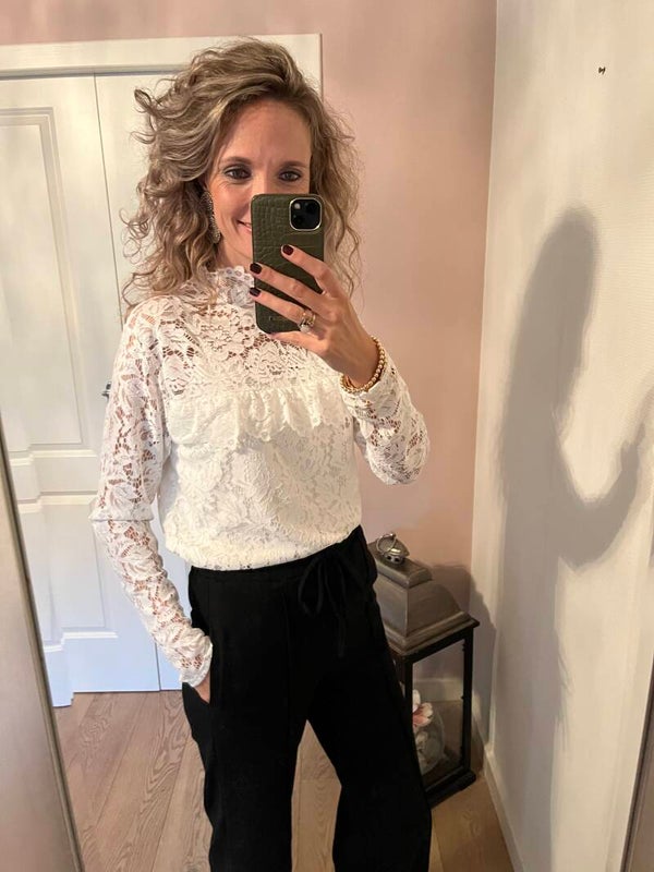 Kanten top Tyra off white