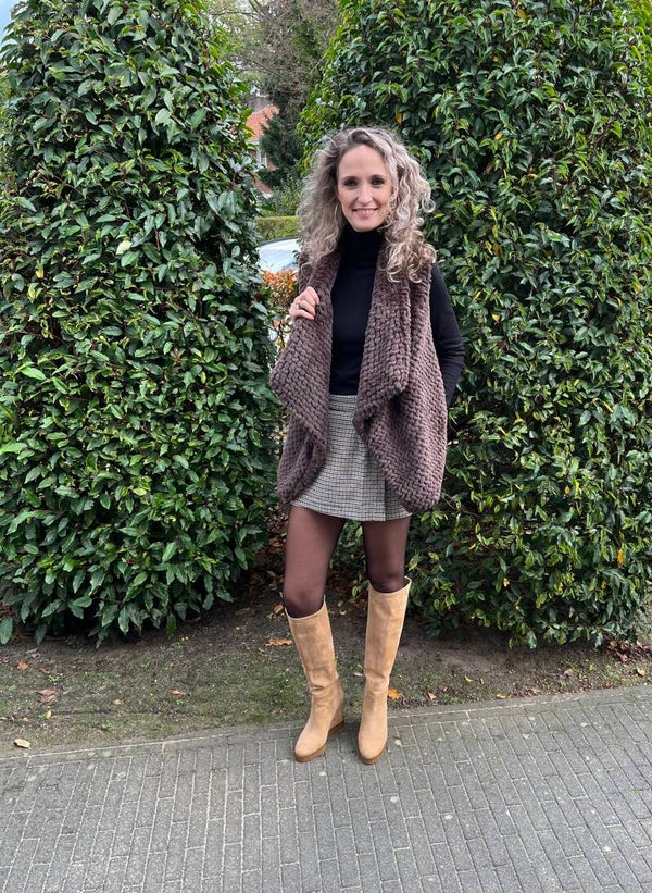 Gilet bont faux fur bruin