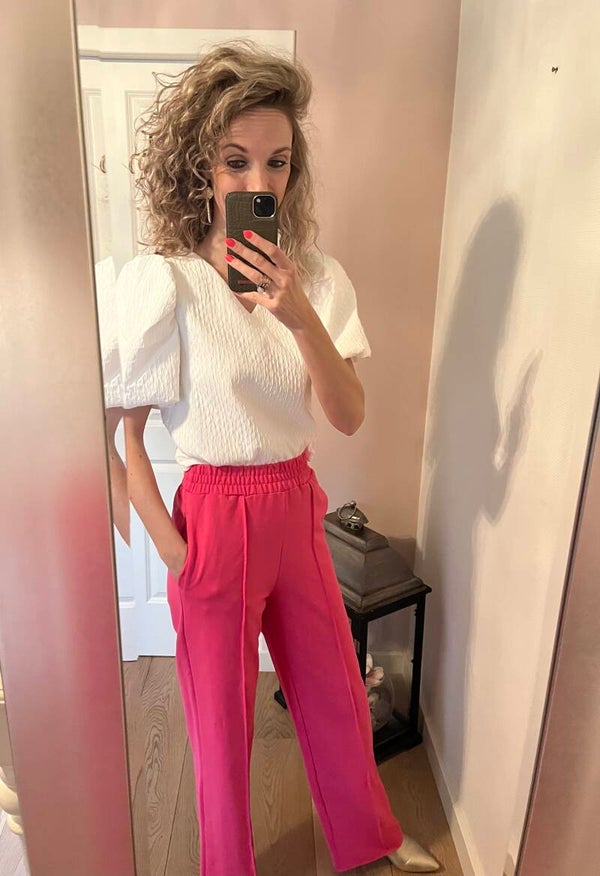 Top off white ballon mouw