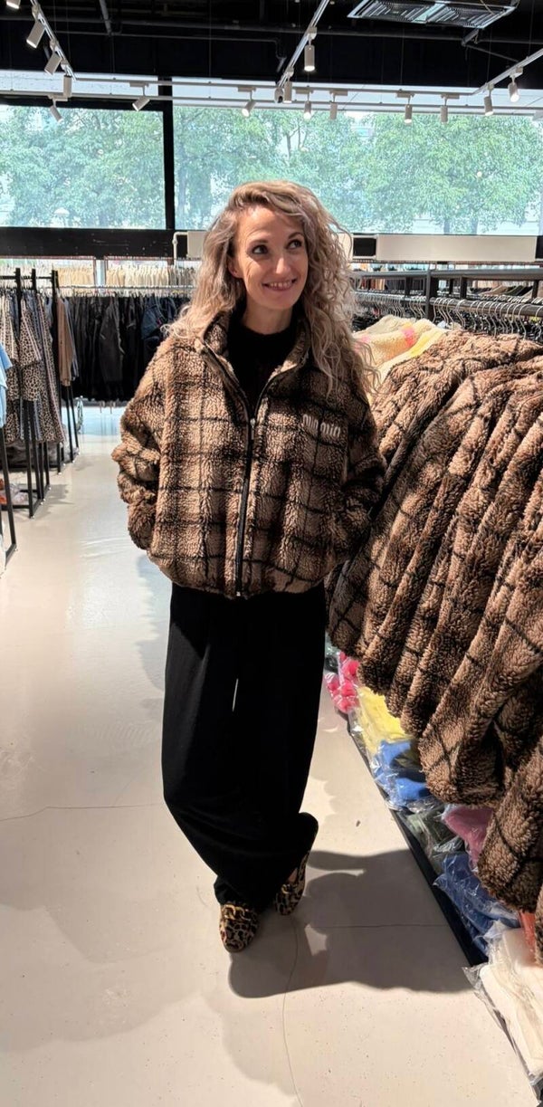 Teddy vest ruit bruin