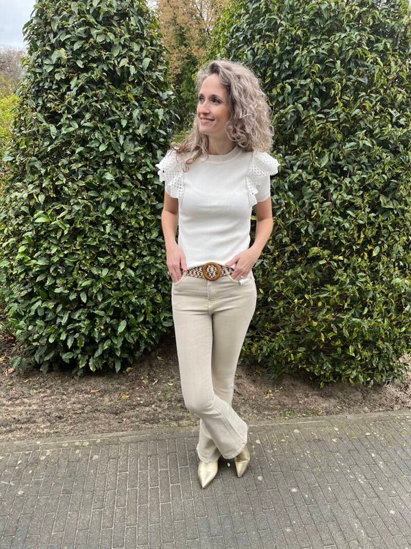 Flared jeans beige Hello Miss