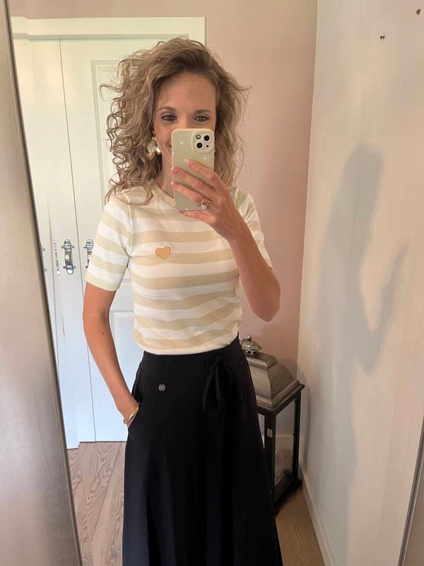Beige/wit top Madeleine