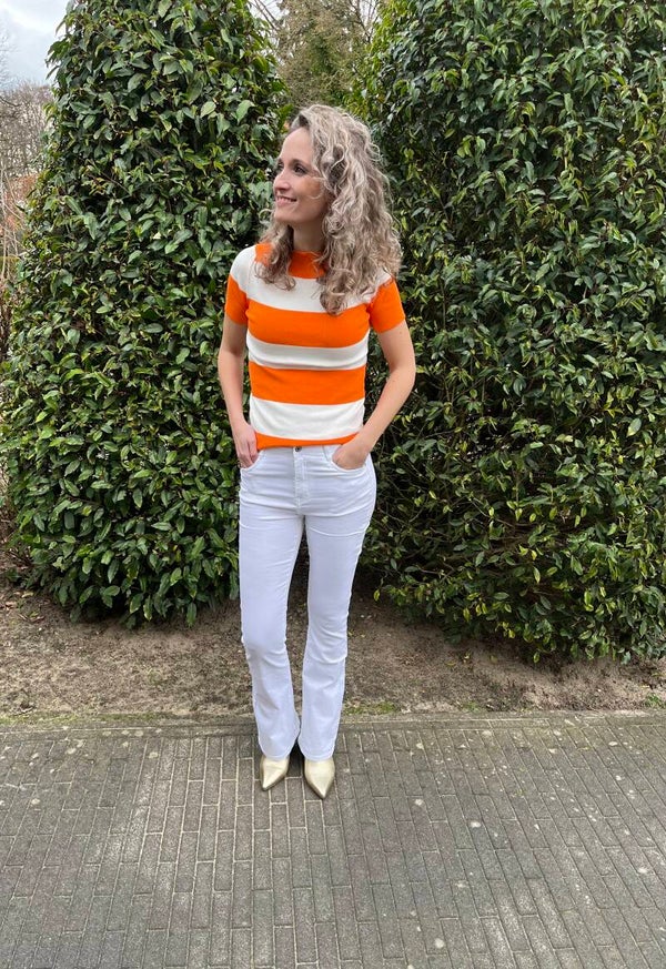T-shirt Moon streep oranje