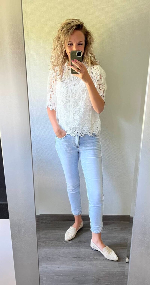 Kanten blouse wit