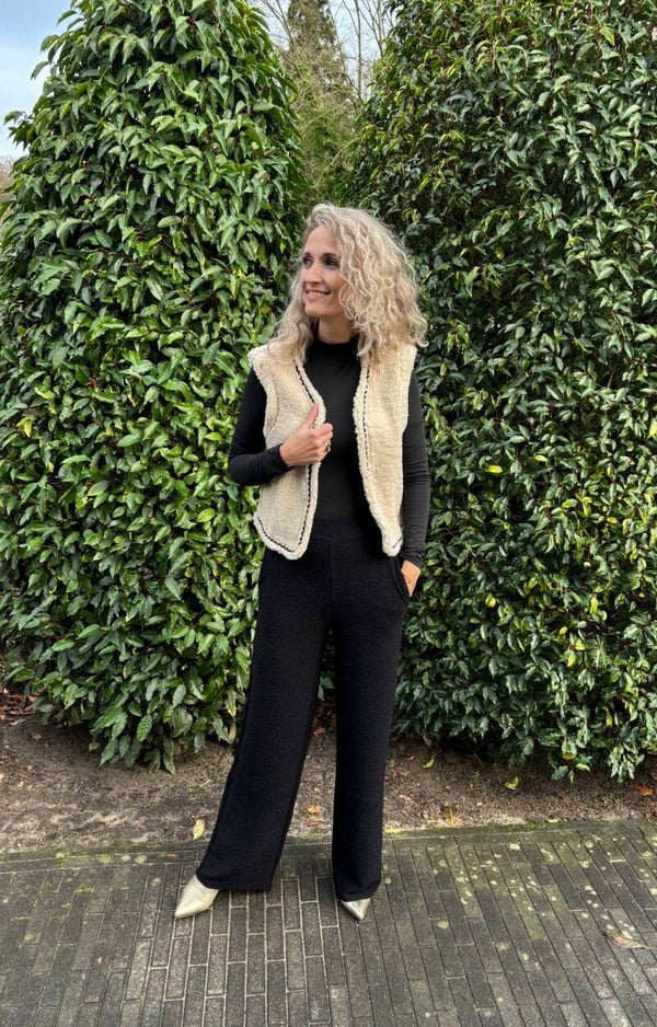 Gilet teddy beige kort