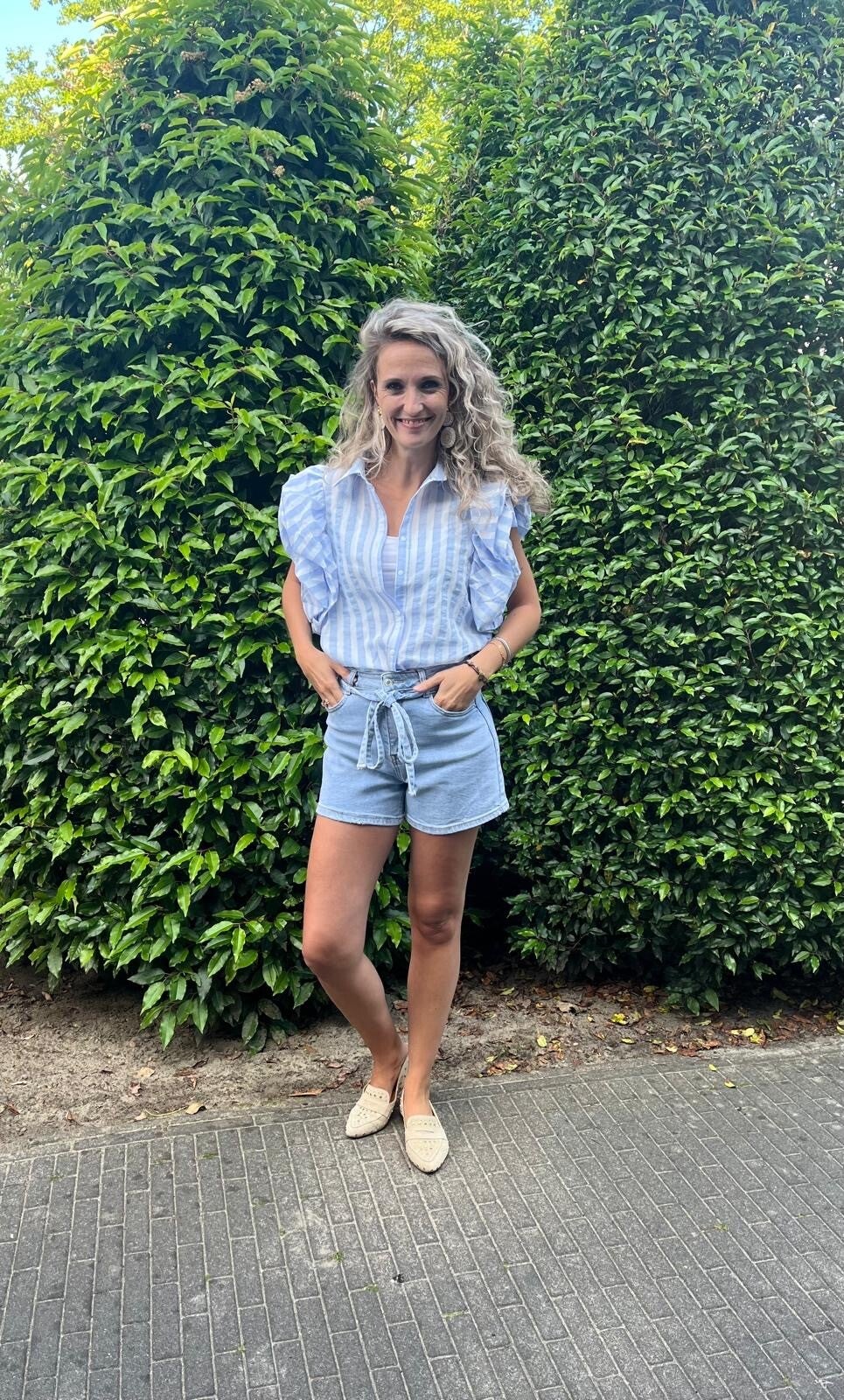 Blouse blauw wit 9710