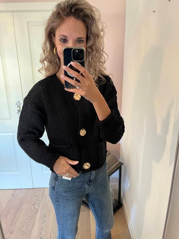 Vest zwart gouden knoop AM387