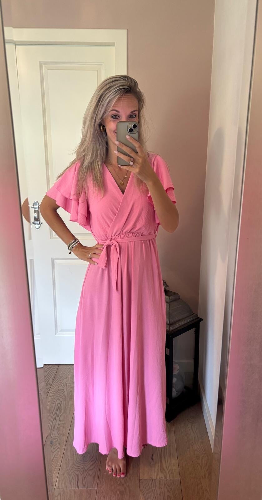 Lange jurk Barbie roze