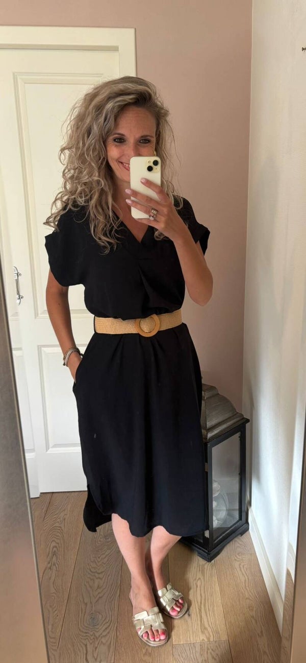 Jurk zwart met riem
