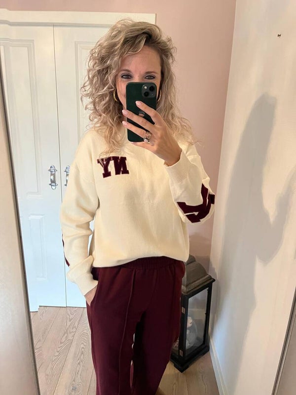 Trui New York ecru/bordeaux