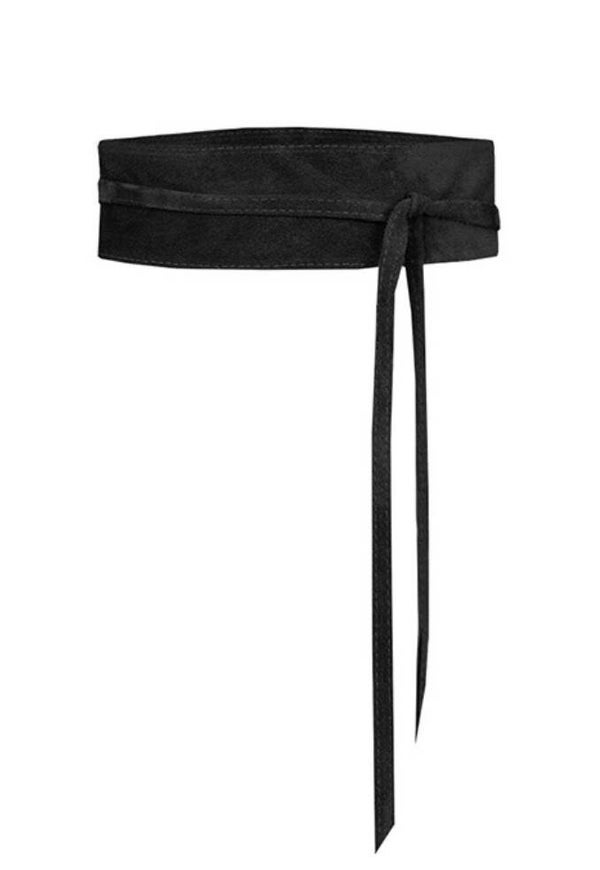 Wikkel riem zwart suède